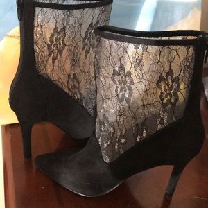 Black Lace High Heel Bootie